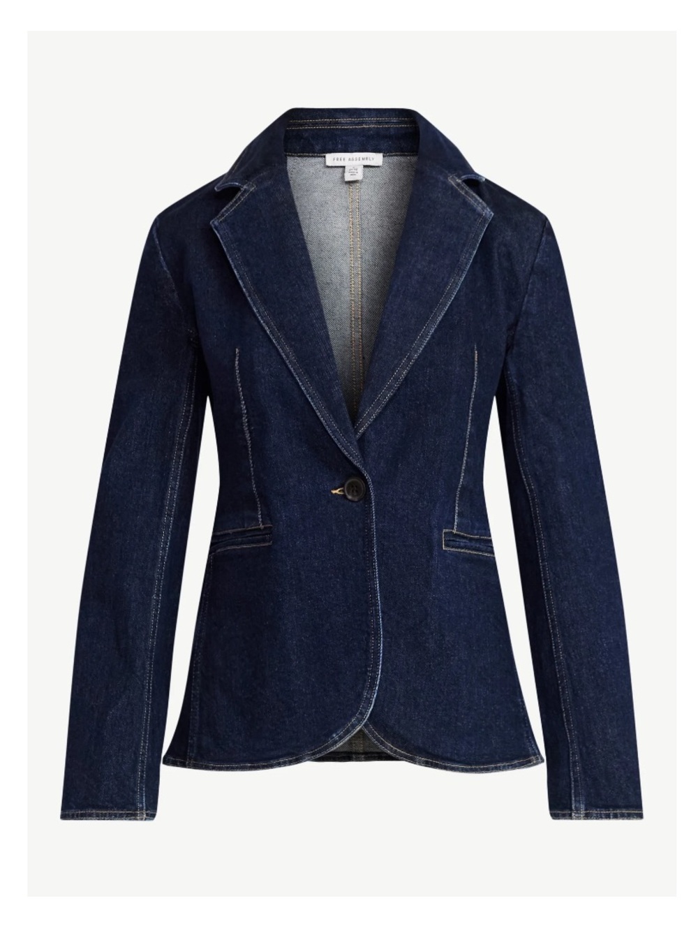 Free Assembly Tailored Dark Blue Denim Blazer Jacket